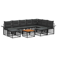 vidaXL Utomhussoffset 10 pcs Svart och Mörkgrå Polyester