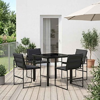 vidaXL Trädgårdsmöbelset 5 pcs Svart och Mörkgrå 80 x 80 x 73 cm