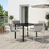vidaXL Trädgårdsmöbelset 5 pcs Vit och ljusgrå 80 x 80 x 73 cm