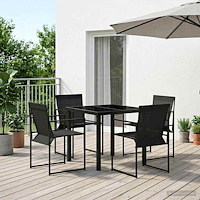 vidaXL Trädgårdsmöbelset 5 pcs Svart Textilene och Stål