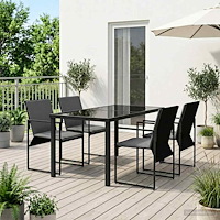 vidaXL Trädgårdsmöbelset 5 pcs Svart och Anthracit 140 x 70 x 73 cm
