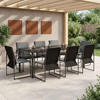 vidaXL Trädgårdsmöbelset 9 pcs Svart och Anthracit 200 x 80 x 73 cm