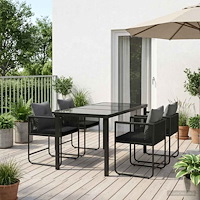 vidaXL Trädgårdsmöbelset 5 pcs Svart och Anthracit 140 x 80 x 73 cm
