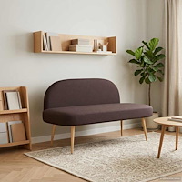 vidaXL Klädd bänk med ryggstöd Mörkbrun 110 x 60 x 76 cm Polyester