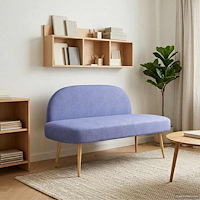 vidaXL Klädd bänk med ryggstöd Jeansblå 110 x 60 x 76 cm Polyester