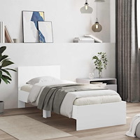 vidaXL Sängram med huvudgavel Vit 80 x 200 cm Konstruerat trä