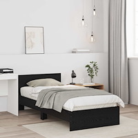 vidaXL Sängram med huvudgavel Svart ek 80 x 200 cm Konstruerat trä