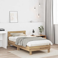 vidaXL Sängram med huvudgavel Artisan-ek 80 x 200 cm Konstruerat trä