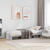 vidaXL Sängram med huvudgavel Betonggrå 80 x 200 cm Konstruerat trä
