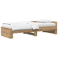 vidaXL Sängram med huvudgavel Artisan-ek 80 x 200 cm Konstruerat trä
