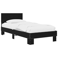 vidaXL Sängram med huvudgavel Svart ek 80 x 200 cm Konstruerat trä