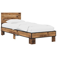 vidaXL Sängram med huvudgavel Gammalt trä 80 x 200 cm Konstruerat trä