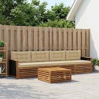 vidaXL Utomhussoffset 5 pcs Naturlig och Beige Massivt Akaciaträ
