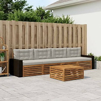 vidaXL Utomhussoffset 5 pcs Naturlig och ljusgrå Massivt Akaciaträ