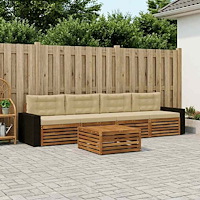 vidaXL Utomhussoffset 5 pcs Naturlig och Beige Massivt Akaciaträ