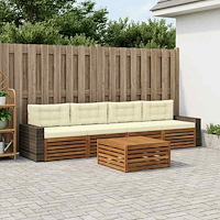 vidaXL Utomhussoffset 5 pcs Naturlig och Grädde Massivt Akaciaträ