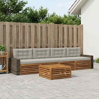 vidaXL Utomhussoffset 5 pcs Naturlig och ljusgrå Massivt Akaciaträ
