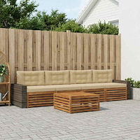 vidaXL Utomhussoffset 5 pcs Naturlig och Beige Massivt Akaciaträ