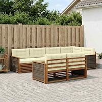 vidaXL Utomhussoffset 7 pcs Naturlig och Grädde