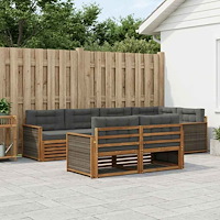 vidaXL Utomhussoffset med kudde 7 pcs Naturlig och Antracit