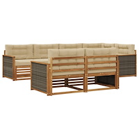 vidaXL Utomhussoffset med kudde 7 pcs Naturlig och Beige