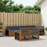 vidaXL Utomhussoffset med kudde 7 pcs Naturlig och Antracit