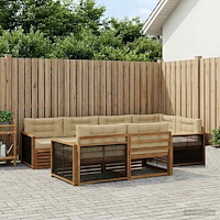 vidaXL Utomhussoffset med kudde 7 pcs Naturlig och Beige