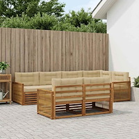 vidaXL Utomhussoffset med kudde 7 pcs Naturlig och Beige