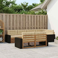 vidaXL Utomhussoffset med kudde 7 pcs Naturlig och Beige