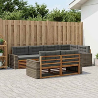 vidaXL Utomhussoffset med kudde 7 pcs Naturlig och Antracit