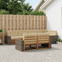 vidaXL Utomhussoffset med kudde 7 pcs Naturlig och Beige