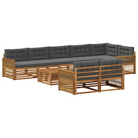 vidaXL Utomhussoffset med kudde 9 pcs