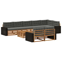 vidaXL Utomhussoffset med kudde 9 pcs