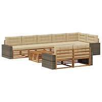 vidaXL Utomhussoffset med kudde 9 pcs