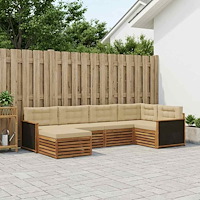 vidaXL Utomhussoffset med kudde 6 pcs Naturlig och Beige