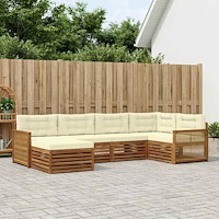 vidaXL Utomhussoffset med kudde 6 pcs Naturlig och Grädde