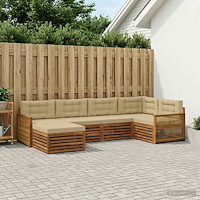 vidaXL Utomhussoffset med kudde 6 pcs Naturlig och Beige