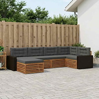 vidaXL Utomhussoffset med kudde 6 pcs Naturlig och Antracit