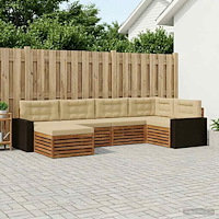 vidaXL Utomhussoffset med kudde 6 pcs Naturlig och Beige