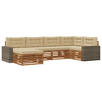 vidaXL Utomhussoffset med kudde 6 pcs Naturlig och Beige