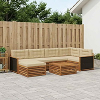 vidaXL Utomhussoffset med kudde 7 pcs Naturlig och Beige