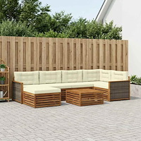 vidaXL Utomhussoffset med kudde 7 pcs Naturlig och Grädde