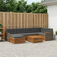 vidaXL Utomhussoffset med kudde 7 pcs Naturlig och Antracit