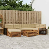 vidaXL Utomhussoffset med kudde 7 pcs Naturlig och Beige