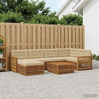 vidaXL Utomhussoffset med kudde 7 pcs Naturlig och Beige