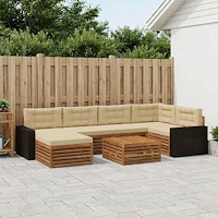vidaXL Utomhussoffset med kudde 7 pcs Naturlig och Beige