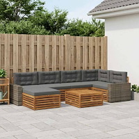 vidaXL Utomhussoffset med kudde 7 pcs Naturlig och Antracit