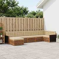 vidaXL Utomhussoffset med kudde 7 pcs Naturlig och Beige