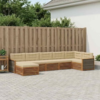 vidaXL Utomhussoffset med kudde 7 pcs Naturlig och Beige