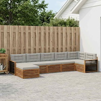 vidaXL Utomhussoffset med kudde 7 pcs Naturlig och ljusgrå